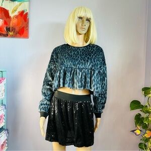 UO fuzzy peplum crop sweater